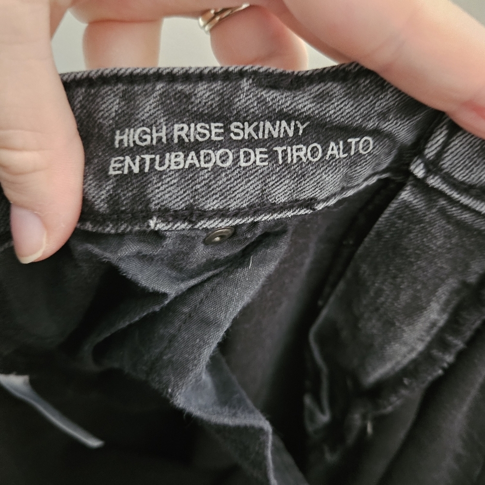 Wild Fable Jeans Black Distressed High Rise Skinny Neutral Casual Trendy Ripped - Picture 8 of 11